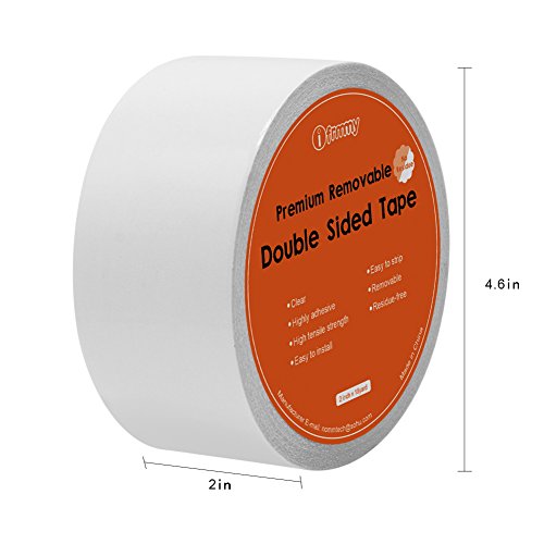 i frmmy Removable Clear Double Sided Sticky Tape - No Residue, 2 inches x 20 Yards (2 Rolls) - size: 2 Inchesx20 Yards (2 rolls)