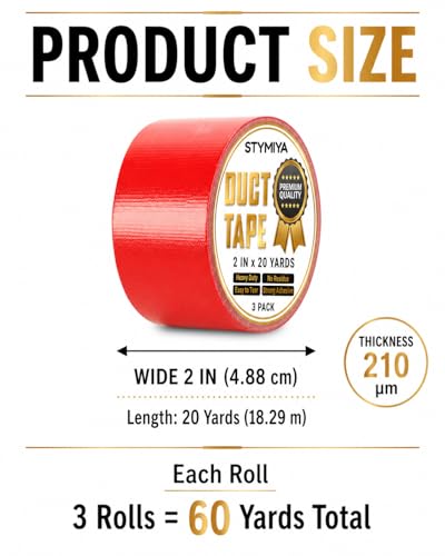 Red Duct Tape Heavy Duty: 3Rolls*2IN*20Yards Wide Waterproof Outdoor Duck Furniture Repair Tape Bulk - Strong Adhesive Weather UV Resistant No-Residue Masking Tapes Patterns Variety - color: Red, size: 3*2in*20yards