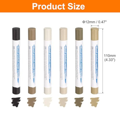 HARFINGTON Wood Filler Sticks 6 Colors Wooden Wax Touch Up Furniture Repair Crayons for Light Brown Gray, Deep Mellow Yellow, Dim Gray, Deep Chocolate, Light Dim Gray, Light Taupe - color: Silver Pears Series