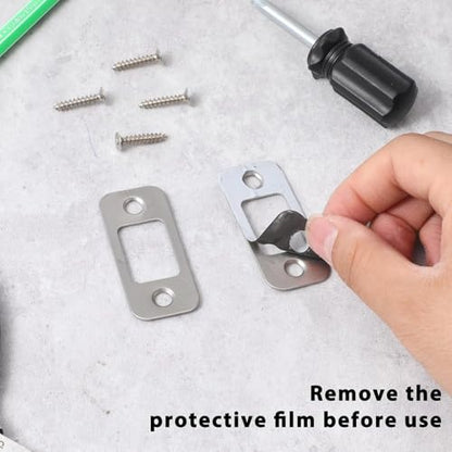2 Sets Security Deadbolt Strike Plate Kit, 1" x 2-1/4" Door Strike Plate Shim & Spacer, Reinforced Stainless Steel Dead Bolt Strike Plates for Door Jamb Repair, Includes Long Screws (Brushed Nickel)