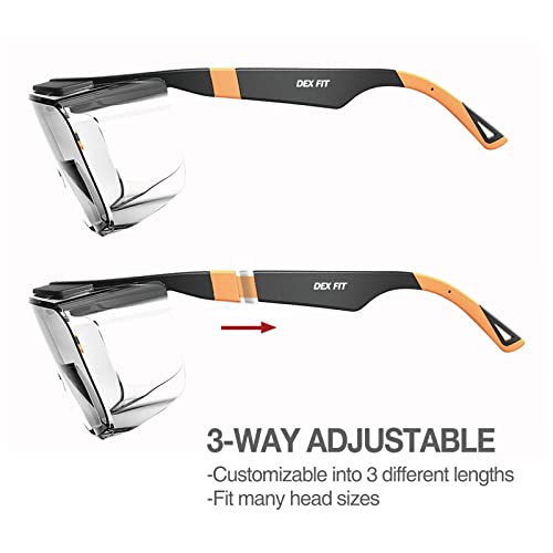 DEX FIT Safety Glasses Over Eyeglasses SG210N - Anti-Fog & Scratch Resistant Z87.1 Certified, Adjustable Temples, Side Shields, UV Protection, Clear Lens PPE for Men & Women; Black & Gray, 1 PC - color: Black/Gray - Clear, size: 1 PC