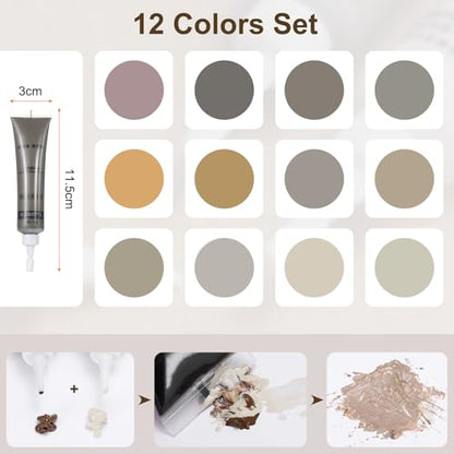 HARFINGTON 12 Colors Wood Filler Scratch Repair Kit Touch Up Filler Wood Paint for Repairing Scratches Cracks Holes on Wooden Floors Cabinet, Table, Modern Gray Series - color: Modern Gray Series