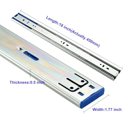 18 Inch Soft Close Drawer Slides,10 Pairs Heavy Duty 100 LB Capacity Full Extension Ball Bearing Side Mount Drawer Glides - size: 18 Inch