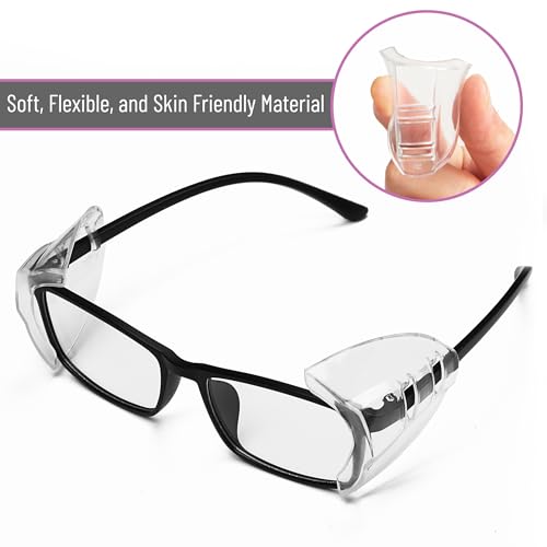 UNCO- Safety Side Shields for Glasses, 2/4/6/10/12/16/20/24/30/32 pcs, Safety Glasses Side Shields for Eyeglasses - style: 16 Pcs