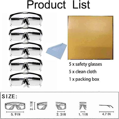 Safety Glasses, Anti-Fog Glasses Eye Protection UV Protective Safety Goggles for Yard work, Gardening, Lawn mowing, Weed whacking,lab - color: 5 Pcs Black