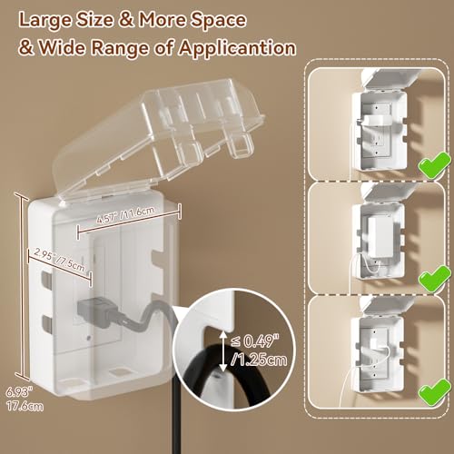 EUDEMON 1 Pack Updated Baby Safety Electrical Outlet Cover Box Childproof Plug Cover - More Space for Large Plugs Easy to Install & Use (Transparent) - color: Transparent