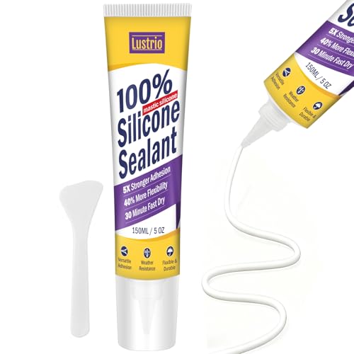 High-Strength Silicone Sealant & Adhesive - 100% Waterproof, Flexible Caulk for Kitchen, Bathroom, Shower, Window, Auto - Creates Durable, Shrink & Crack Resistant Seal 5 Oz. Tube. (White) - color: white