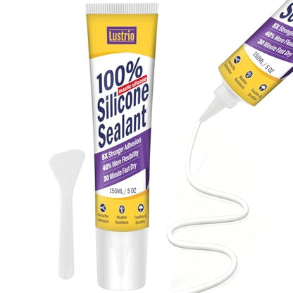 High-Strength Silicone Sealant & Adhesive - 100% Waterproof, Flexible Caulk for Kitchen, Bathroom, Shower, Window, Auto - Creates Durable, Shrink & Crack Resistant Seal 5 Oz. Tube. (White) - color: white