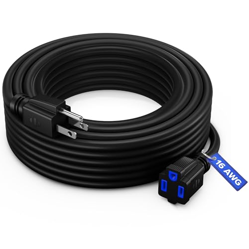Maximm Extension Cord 30 Ft Black Power Cords Indoor 16 Gauge Wire SJTW Heavy Duty ETL Listed (30Ft, Black with Blue Indicators) - color: Black, size: 30 Feet