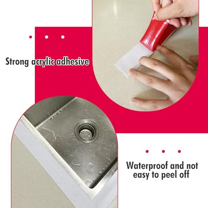 2 Rolls White Caulk Tape Waterproof Self Adhesive, Caulk Strip, Tub Sealer Strip Waterproof, Toilet Sealer Around Toilet Base, Peel and Stick Shower - style: 2 Rolls-RIF