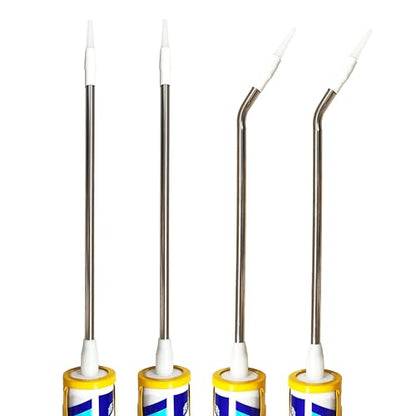 Four Glass Glue nozzles, two Straight and two Curved,long sausage glue nozzles,stainless steel material,caulking nozzle extension,Sealing for special places