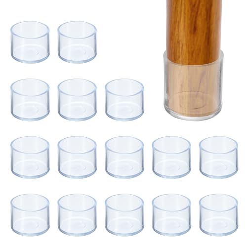 PATIKIL Round Rubber Chair Leg Caps Tips 3/8", 16 Pcs Plastic Furniture Leg Floor Protectors No Scratches No Noise for Chair Leg Protect Hardwood Floor, Transparent - color: Transparent, size: 3/8"