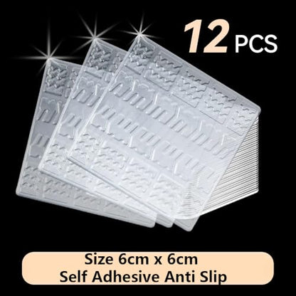 Clear Non Skid Furniture Grippers, 12 PCS Rubber Non Slip Furniture Pads, Self Adhesive Anti Slip Furniture Pads, Anti Slide Hardwood Floors Protectors for Keep Couch Stoppers (2.36 inch Square) - size: 2.36 inch Square