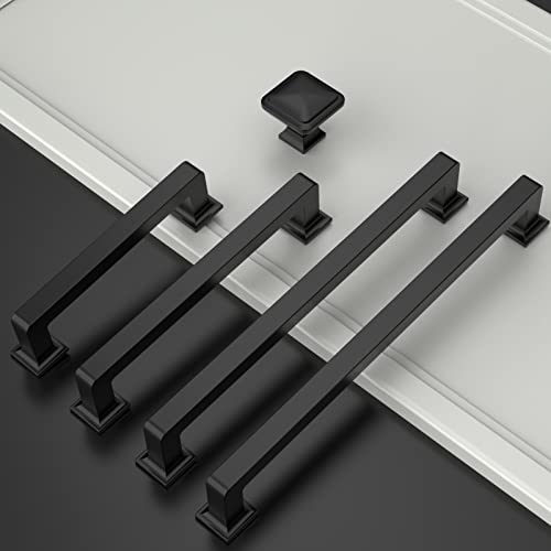 Amerdeco 10 Pack Matte Black Cabinet Pulls 6.3 Inch(160MM) Hole Centers Kitchen Cabinet Handles Cabinet Hardware Kitchen Handles for Cabinets Cupboard Handles Drawer Pulls ZH0019 - color: Matte Black, size: 6.25"/160MM Hole Center
