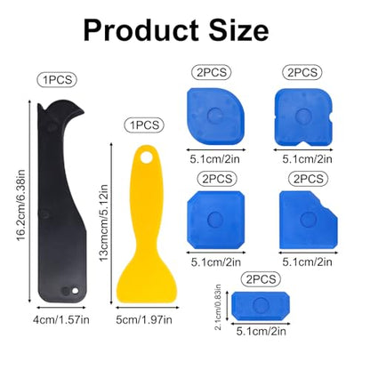 12pcs Caulking Tool Kit, Professional Caulk Remover & Sealant Finishing Smoothing Tool Set Portable Reuse Grout Scraper for Kitchen Bathroom Window & Floor Joints Sealing