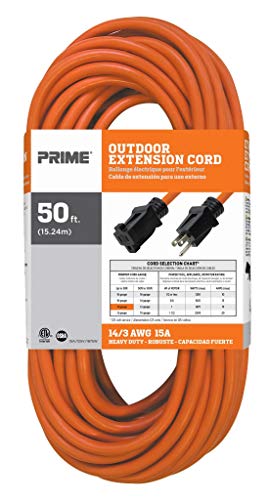 Prime Wire & Cable EC501730 50-Foot 14/3 SJTW Heavy Duty Outdoor Extension Cord, Orange