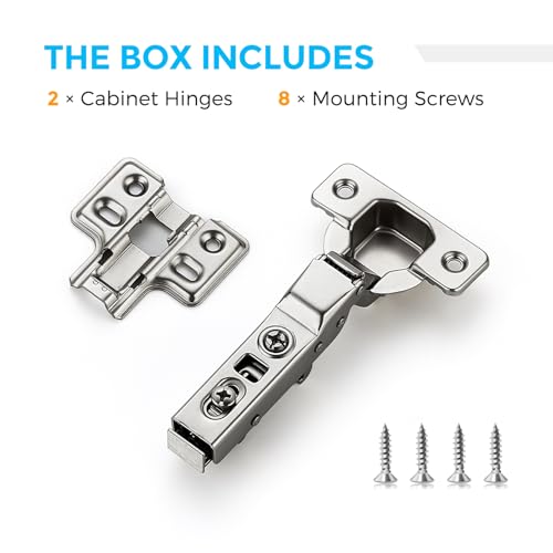 HOME EDIT 1 Pairs 2 Pack European Half Overlay Soft Close Cabinet Hinges Concealed Kitchen Cabinet Hinges Heavy-Duty Frameless Adjustable for Cupboard Hardware - size: Half Overlay
