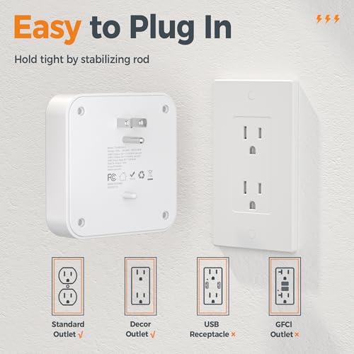 TESSAN Multi Plug Outlet Extender, Surge Protector Splitter with 3 USB (1 USB C Port) Wall Charger, Multiple Expander for Travel, Home, College Dorm Room, White - style: 1 USB C (White)