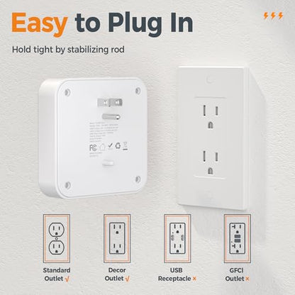 TESSAN Multi Plug Outlet Extender, Surge Protector Splitter with 3 USB (1 USB C Port) Wall Charger, Multiple Expander for Travel, Home, College Dorm Room, White - style: 1 USB C (White)