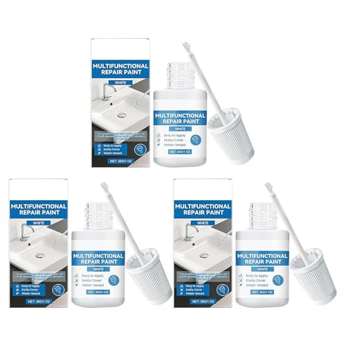 White Touch Up Paint, Multi-Surface Touch Up Paint Pen for Chips and Scratches, White Paint for Walls for Scratches, Chips and Spots on Wall Enamel Furniture Appliance Porcelain Cabinet Bath - color: 3pcs