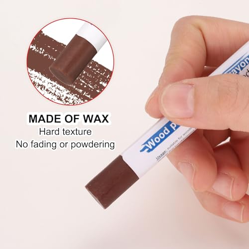 HARFINGTON Wood Filler Sticks 6 Colors Wooden Wax Touch Up Furniture Repair Crayons for Dark Red, Pastel Brown, Light Dim Gray, Light Taupe, Brown Wood, Medium Brown - color: Exotic Walnut Series