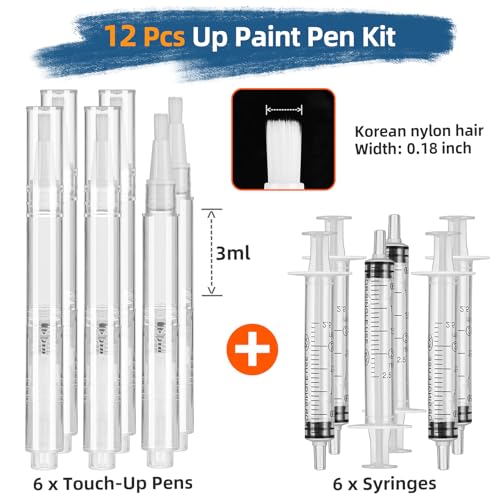 6 Pack Fillable Touch Up Paint Pen, Refillable Brush Pens, Touch up Paint pens for Walls - Wood Floors, Windows, Furniture, Kitchen Cabinet, Suitable for Any Repair - color: B-06