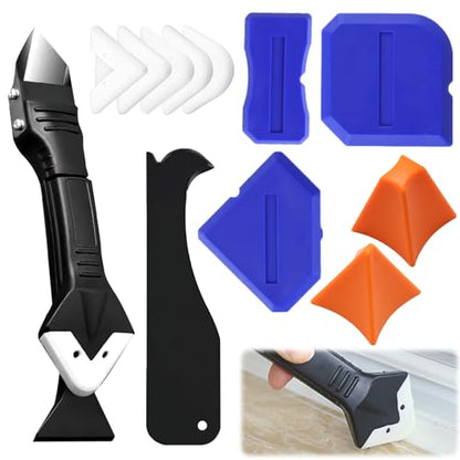 7 Piece Caulking Tool Kit, Silicone Caulking Tools Set with Caulk Finishing Tool, Caulk Smoothing Tool & Grout Tool, All - in - One for Bathroom, Kitchen, Window Sealant & Grout Projects