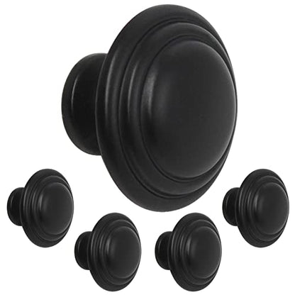 Gobrico 5 Pack 1-3/8" Black Cabinet Knobs, Kitchen Cupboard Knob, Round Bi-Fold Drawer Knobs, Matte Black Dresser Knob - color: Black