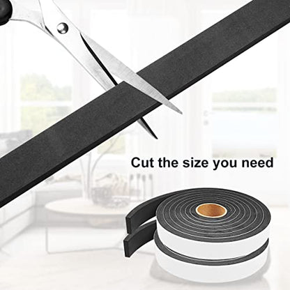 2 Rolls Weather Stripping Door Seal, 1''W x 3/8'' T Foam Tape Single Sided, Adhesive Closed Cell Weather Strip (Total 16 Feet Long)… - size: 1''W x 3/8''T x 16FT