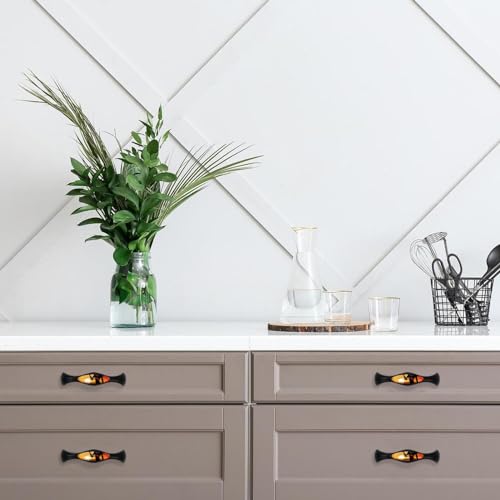 Arch Bow Cabinet Pulls, Set of 4, Art African Woman Pattern Sunset, Drawer Pulls Kitchen Cabinet Handles Kitchen Hardware for Cabinets, Black - color: COLOR5175
