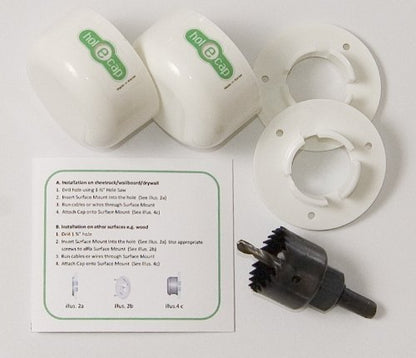 MAJCL 2-Pack: HOL-E-Cap Cable and Cord Hole Cover Wall Plate with Hole Saw Installation Kit for Drywall