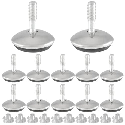 Bivethoi 12 Pack M6 Swivel Furniture Leveling Feet, Adjustable Table Leg Levelers, Heavy Duty Sofa Feet with T Nut, Threaded Swivel Foot Pads, Chair Glides, 1-3/16 Inch OD - size: M6 (1-3/16 inch)