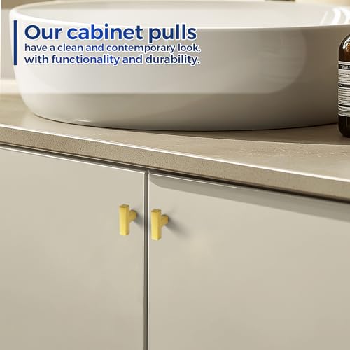 JOY DECOR 2 Pack Gold Cabinet Handles, 2 Inch Single Hole Cabinet Pulls – Square Stainless Steel Kitchen Knobs for Drawers, Dressers, Cupboards & Vanities - size: Single Hole