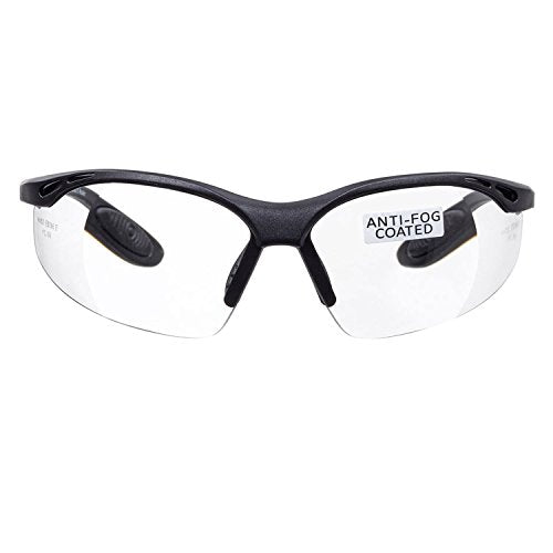 voltX 'Constructor' SAFETY READERS (CLEAR +2.0 Dioptre) Full Lens Reading Safety Glasses ANSI Z87.1+ & CE EN166F, Wraparound Style - Includes Safety Cord with headstop - UV400 anti fog coated lens - color: Clear, size: +2.0 Dioptre