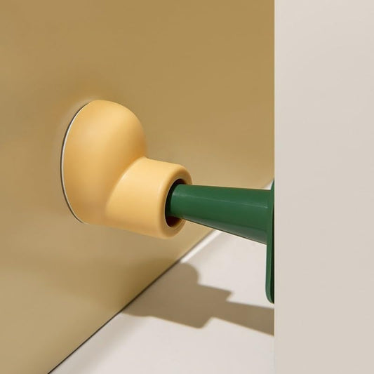 No-Drill Silicone Door Stopper – Heavy-Duty Big Foot Design Wall Protector for Home & Office – Strong Adhesive Round Head Door Holder, Floor-Mounted Door Stop (Green+ Yellow) - color: Green+ Yellow