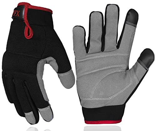 WFX Mens Work Gloves Utility Touch Screen Breathable Spandex Rigger Padded Working Mechanic Palm Safety Builder Gardening - size: Small