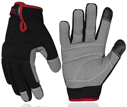 WFX Mens Work Gloves Utility Touch Screen Breathable Spandex Rigger Padded Working Mechanic Palm Safety Builder Gardening - size: Small