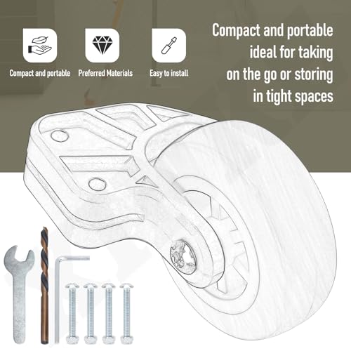 10940 Tip & Glide Wheel Kit Compatible with Little Gia-nt Ladders Without Wheels, Also for Multi-Position Ladders, Included Hrill bit, Wrench - Ladder Accessory