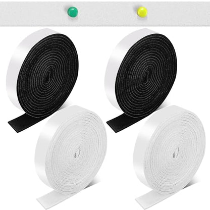 Zonon 4 Rolls 120 Inch Felt Strip with Adhesive Backing Felt Tapes Furniture Strip Rolls Self Stick Heavy Duty Polyester for Protecting Furniture and DIY Adhesive(Black, White,0.5 Inch) - color: Black, White, size: 0.5 Inch
