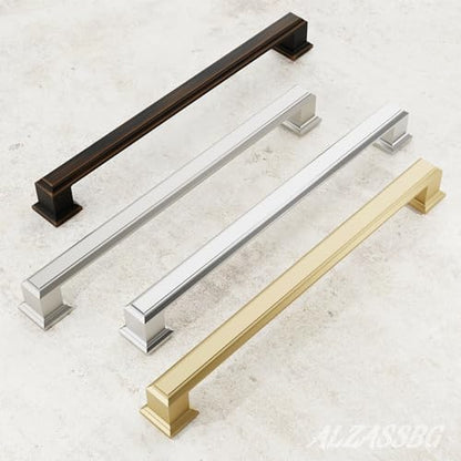 Alzassbg 10 Pack Brushed Gold Cabinet Pulls, 3-3/4 Inch(96mm) Hole Center Cabinet Handles Kitchen Pulls for Cabinets and Drawer AL3071MGP - color: Brushed Gold, size: 3-3/4" Hole Center