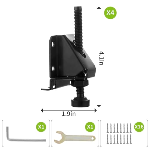 4 Pcak Adjustable Leveling Feet,Heavy Duty Furniture Levelers,Adjustable Furniture Feet,with Screws, Lock Nuts and Wrench,3 inch Adjustable Height, for Table, Cabinets