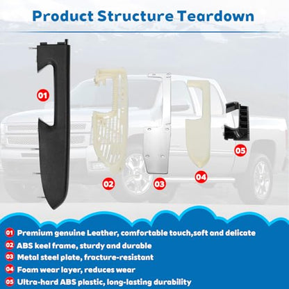 22818465 Front Left Driver Side Door Panel Armrest Repair Kit with Door Release Handle Below Armrest (17 Inch) Black Compatible with 2010-2014 Chevrolet Chevy Silverado/GMC Sierra 1500 2500HD 3500HD - color: Black