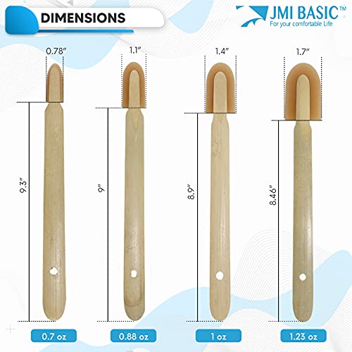 JMIBASIC Grout Caulk Finishing Tool - Assorted 4 Size Sets - Smooth Grout Sealant Silicone Caulking Tool - Rubber Spatula Spreader - Grout Sealer Applicator - Ergonomic Handle Grip (Wood)