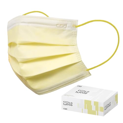 CSD Colo 30 Pcs Yellow Disposable Face Masks, 3 Ply Adult Mask with Elastic Ear Loop, Nose Bridge Clip, Breathable Comfortable Mask Great for Indoor, Outdoors Use (Calla Yellow) - color: Yellow