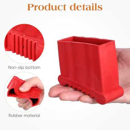 Veemoon 2pcs Non-Slip Rubber Ladder Foot Covers Ladder Boots Cushion Stable Ladder Bumpers Safety Extension Ladder Feet Pads Attic Ladder Mitts, Red (3.54x3.26x1.57 Inch)