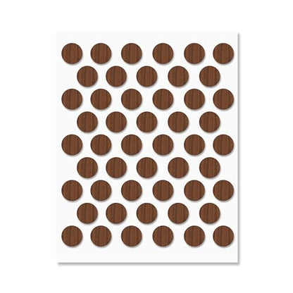 Walnut Self-Adhesive Screw Hole Stickers - 50 pcs. 0.55 inch / 14 mm Peel Stick Dust Proof Tape, Water Resistance PVC Caps for Wood Cabinets, Furniture, Drawer, Wardrobe, Kitchen, Table - color: Walnut, size: 0.55 inch - 14 mm