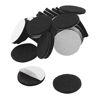 uxcell Furniture Pads Round 20mm 30pcs Self-Stick Non-Slip Anti-Scratch Felt Pads Floors Protector Black