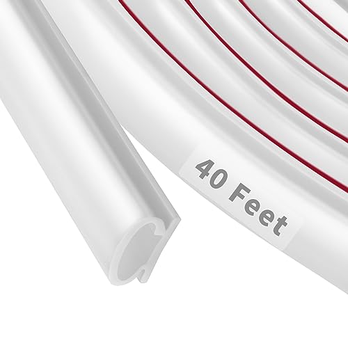40 Feet Rubber Weather Stripping Door Seal Strip, Self-Adhesive Backing D-Shape Door Weatherstripping for Door Frame Insulation Large Gap, Easy Cut to Size(White) - color: White, size: 40 Ft