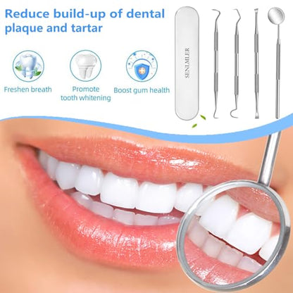 Dental Tools, Professional Plaque Remover Teeth Cleaning Tool Kit, Stainless Steel Dental Pick Tartar Scraper Tooth Cleaner, Oral Care Hygiene Set for Dentist Personal Pets with Storage Box