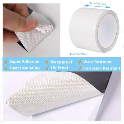 Waterproof Tape Heavy Duty, Tear Resistant Adhesive Tape for Outdoor Repair, Strong Duct Tape for Canvas, Tarp, Tent, Boat Cover, Awning, Vinyl, Plastic - All Weather UV Resistant Patch Kit, White - color: White